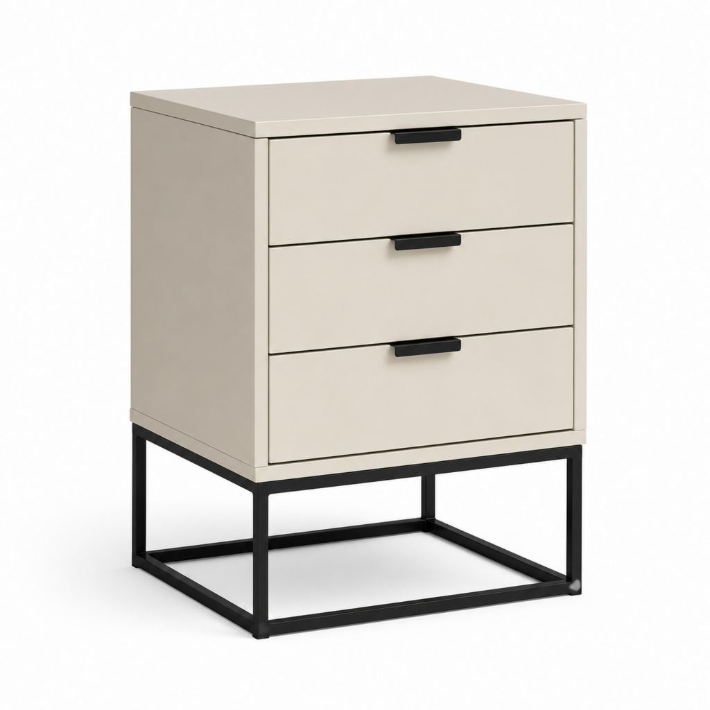Table de chevet à 3 tiroirs beige en MDF rectangulaire 45 x 40 x 65 cm