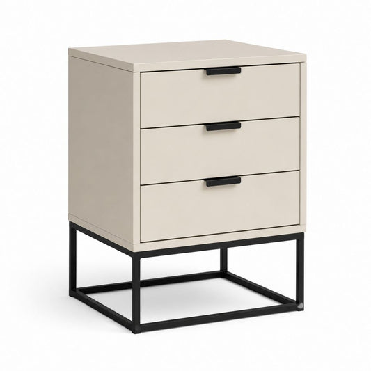 Table de chevet à 3 tiroirs beige en MDF rectangulaire 45 x 40 x 65 cm