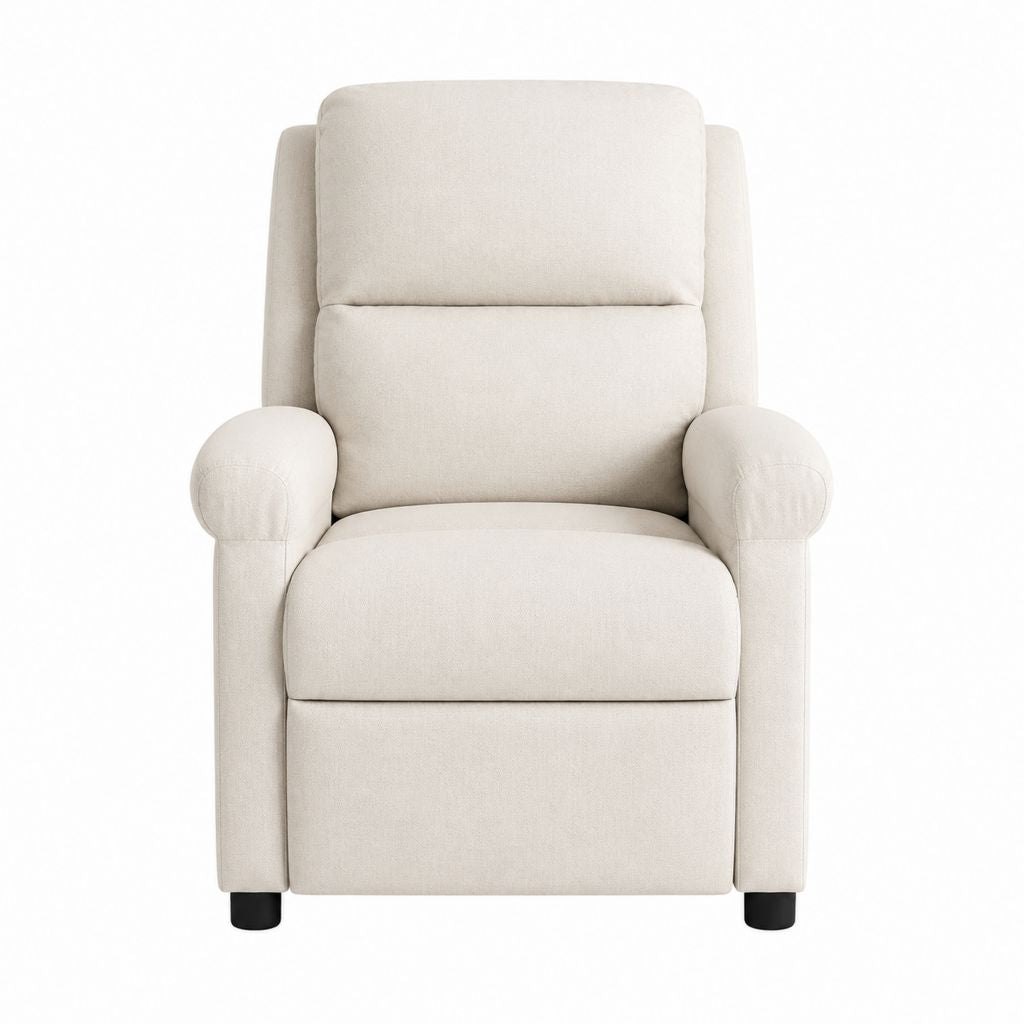 Fauteuil relax inclinable droit beige en polyester 82 x 90 x 102 cm