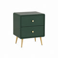 Table de chevet rectangulaire 2 tiroirs vert foncé en MDF et acier 50 x 40 x 60 cm