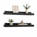 Lot de 2 étagères murales flottantes noires en panneau MDF 80 x 12 x 10 cm