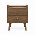 Table de chevet 2 tiroirs marron effet chêne en MDF 45 x 35 x 65 cm