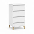 Meuble de chevet 4 tiroirs blanc en panneaux de particules rectangulaire 40 x 35 x 75 cm