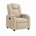 Fauteuil relax inclinable manuel beige en cuir synthétique PU avec porte-gobelets 89 x 94 x 101 cm