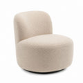 Fauteuil pivotant arrondi beige en polyester bouclette 75 x 75 x 70 cm