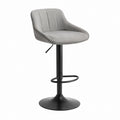 Tabouret de bar réglable gris en polyester effet velours avec piètement en acier noir 54 x 51 x 94-115 cm