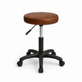 Tabouret de bureau à roulettes marron en PU avec assise ronde Ø 35 cm hauteur réglable 45-57 cm