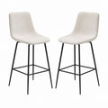 Lot de 2 tabourets de bar beige en polyester avec piètement en acier noir 45 x 52 x 96 cm